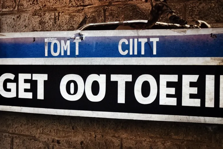 Image similar to a city street sign that says Get Out, photo, 4K