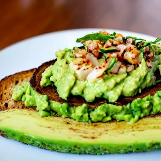 Image similar to highly detailed avocado toast