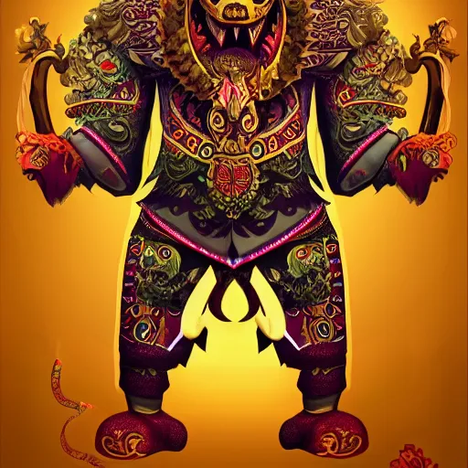 Prompt: barong bali, illustration, digital art, trending artstation