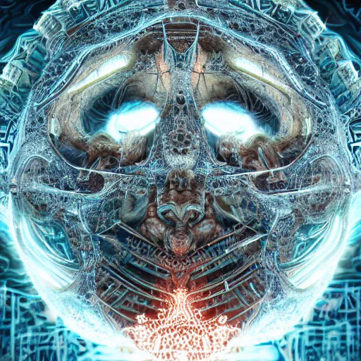 Image similar to meshuggah album cover, lsd, circuitry, intricate detail, royo, whealan, giger, klimt, hd, octane render, unreal engine,