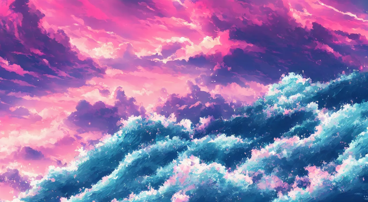 anime landscape wallpaper, rough waves, ocean cliff | Stable Diffusion |  OpenArt