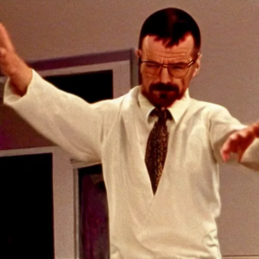 Image similar to A still of Walter White dancing in Saturday Night Fever (1977)