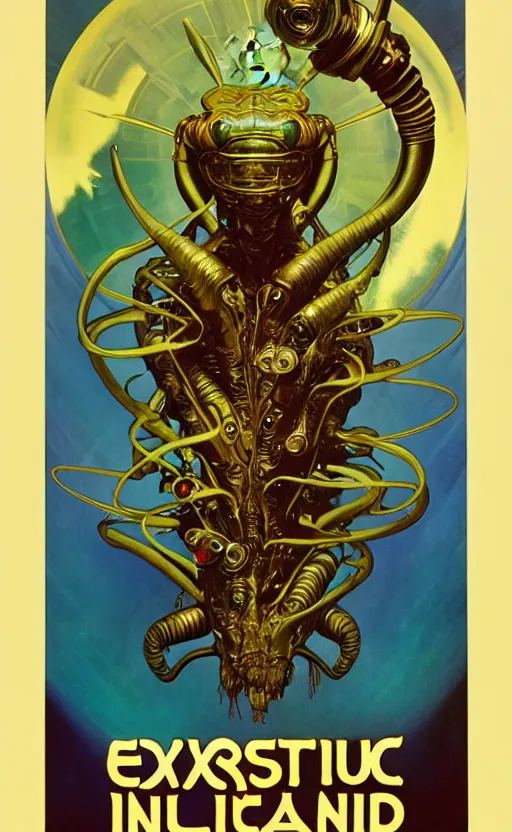 Image similar to exquisite imaginative alien creature poster art, gold, movie art, by lucusfilm, weta studio, alphonso mucha, james jean, frank frazetta, 8 k, denoised