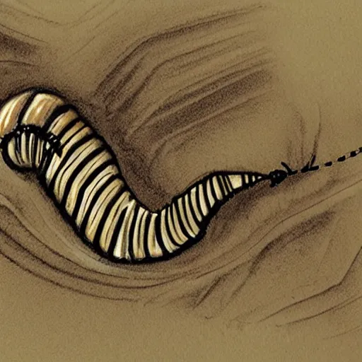 Prompt: the dream of a caterpillar, sketch, art,