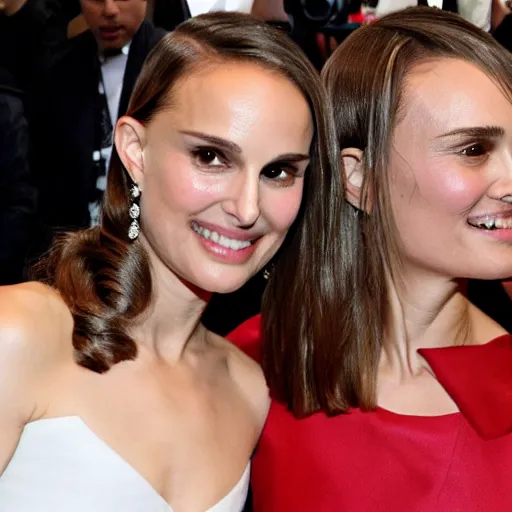 Image similar to Natalie Portman taking a selfie with Keira Knighley