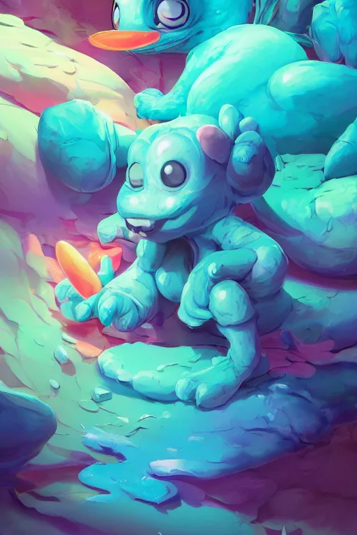 Image similar to smurf ghost creature animal sushi cristal very big eye roots cactus elemental flush of force nature micro world fluo fishscale, behance hd by jesper ejsing, by rhads, makoto shinkai and lois van baarle, ilya kuvshinov, rossdraws radiating a glowing aura global illumination ray tracing hdr