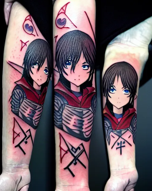 Image similar to Anime as Danila-the-Demonslayer girl cute-fine-face, brown-red-hair pretty face, realistic shaded Perfect face, fine details. Anime. runes-tattoo tattoo-hands, mage blue smoke, hooded outfit realistic shaded lighting by Ilya Kuvshinov katsuhiro otomo ghost-in-the-shell, magali villeneuve, artgerm, rutkowski, WLOP Jeremy Lipkin and Giuseppe Dangelico Pino and Michael Garmash and Rob Rey