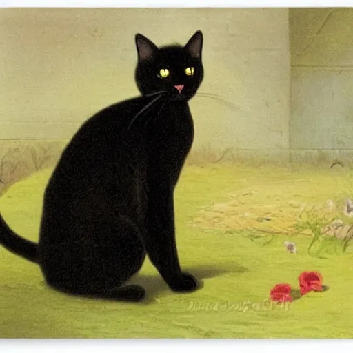 Prompt: a cute black cat by Durand, Asher Brown