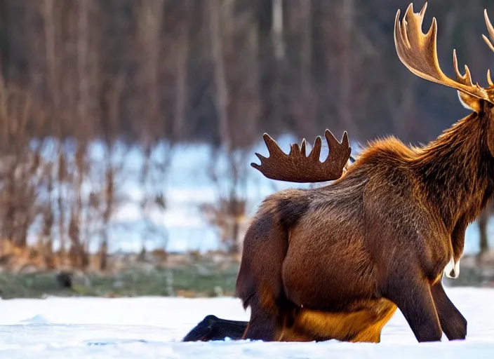 Prompt: an animal that's halfway between a moose and a crab