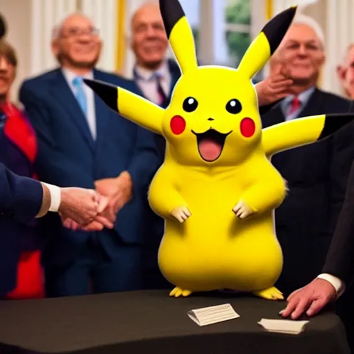 Image similar to Pikachu is elected president of the United States, photograph via White House photographer