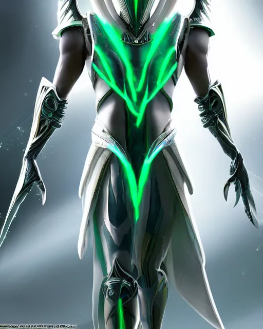 Image similar to perfect white haired egyptian male god, warframe armor, beautiful, symmetric, dreamy, half african,, green eyes, charlize theron, detailed, scifi platform, laboratory, experiment, 4 k, ultra realistic, epic lighting, android body, illuminated, cinematic, masterpiece, art by akihito tsukushi, voidstar