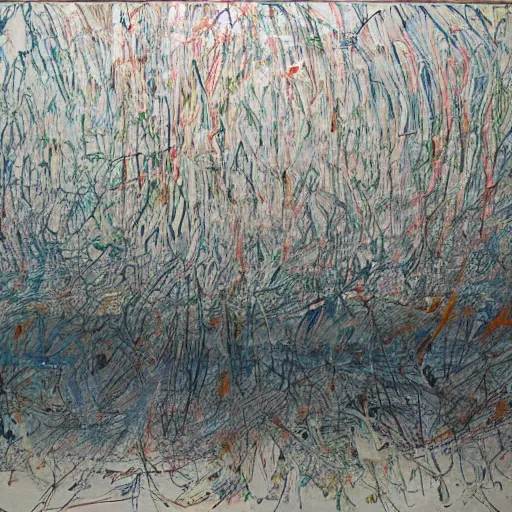 Image similar to large scale painting by cy twombly by julie mehretu, high resolution art scan, well lit