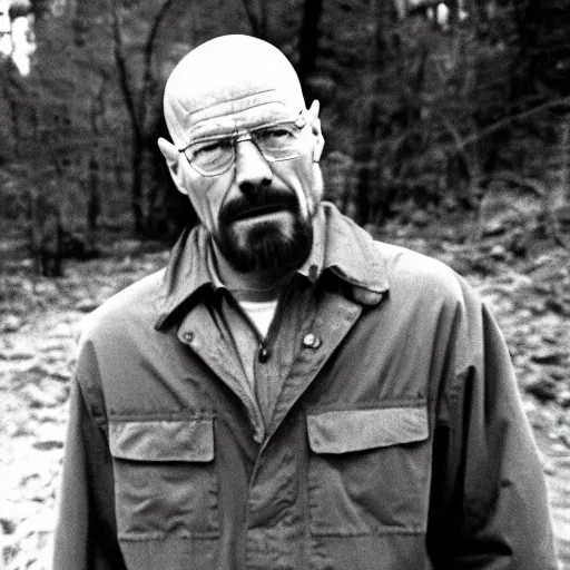 Prompt: A still of Walter White in The Blair Witch Project (1980)