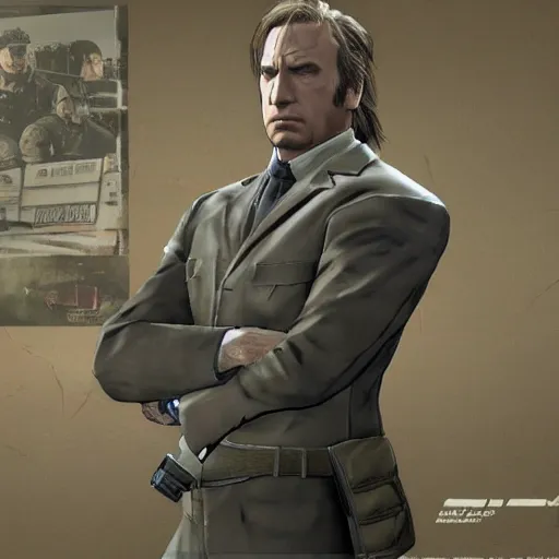 Image similar to Saul Goodman at Metal Gear Solid game on PS one