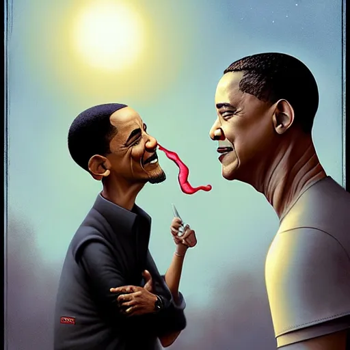 Image similar to will smith by tom bagshaw, slapping barrack obama by tom bagshaw, with a black flip flop, digital art by ilya kuvshinov