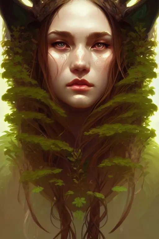 Image similar to beautiful druid portrait, highly detailed, digital painting, artstation, sharp focus, illustration, art by tan zi and ayanamikodon and alphonse mucha and wlop