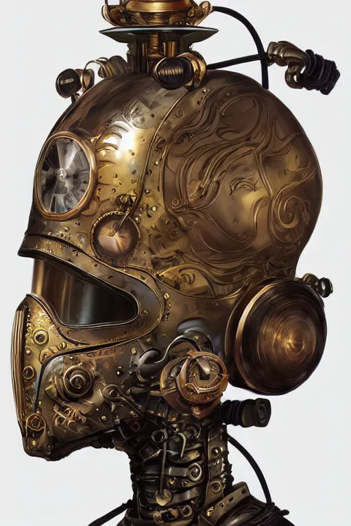 Image similar to steampunk helmet fantasy art mask robot ninja stylized digital illustration sharp focus, elegant intricate digital painting artstation concept art global illumination ray tracing advanced technology chaykin howard and campionpascale and cooke darwyn and davis jack