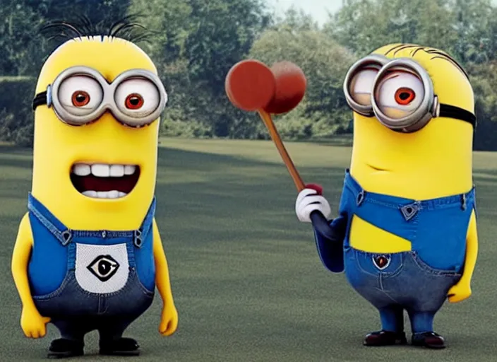 Image similar to Happy Gilmore as a minion