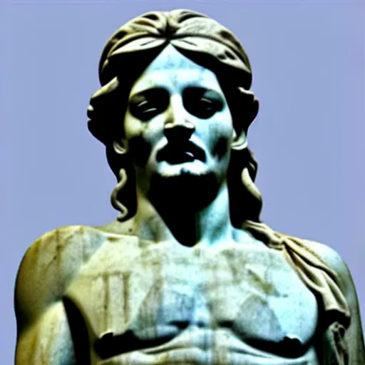 Image similar to johnny depp as a greek marble statue