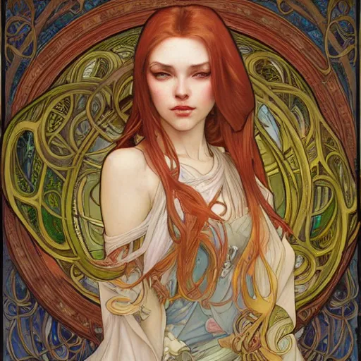 Image similar to a portrait in the style of anna dittmann and donato giancola and alphonse mucha.