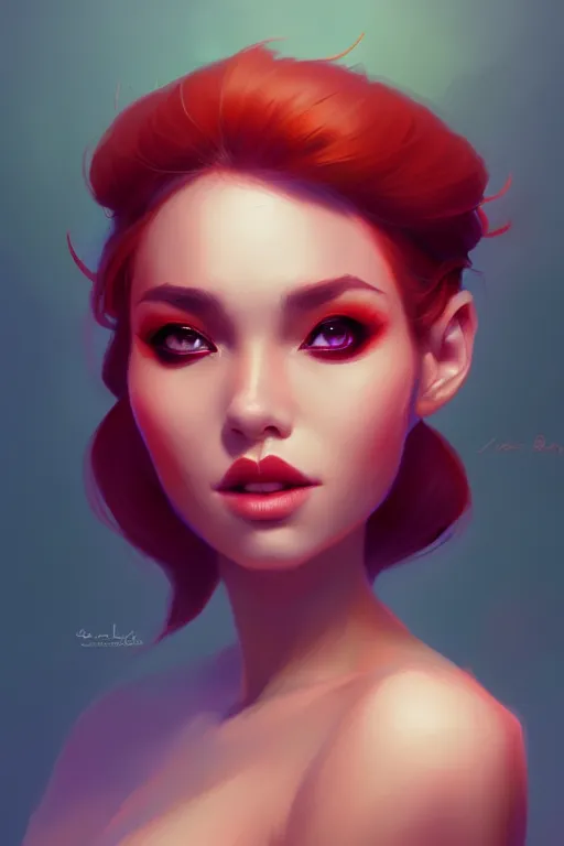 Image similar to a detailed portrait of a beautiful woman with ( red panda ) features, in professional makeup, dramatic lighting, by lois van baarle, ross tran, greg rutkowski, 4 k, trending on artstation