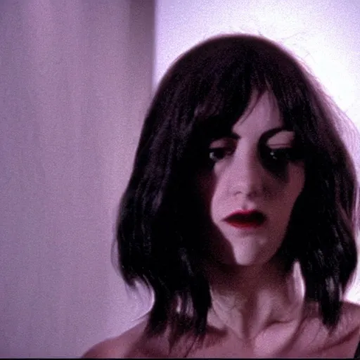 Prompt: still of a giallo film, directed by dario argento, shot on 3 5 mm film, beautiful woman, black hair, dramatic lighting