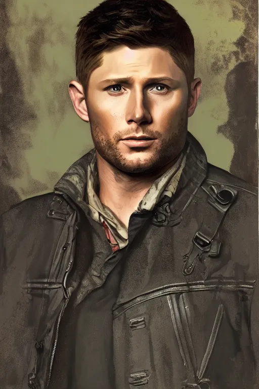 Image similar to a detailed matte portrait of an jensen ackles dressed dean in the gilmore girls, masterpiece, 8 k, art by alphonse mucha and greg rutkowski