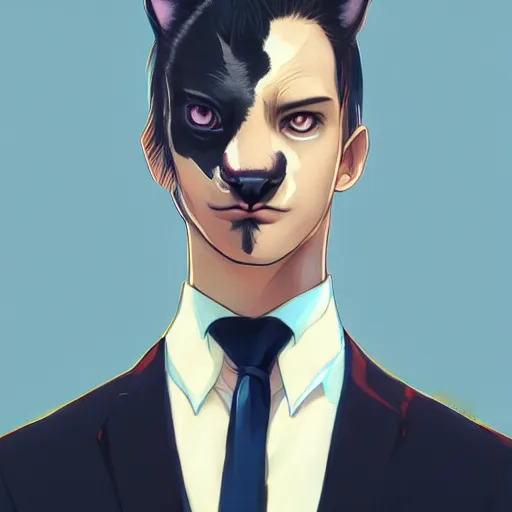 Prompt: cat in suit, manga cover art, detailed color portrait, artstation trending, 8 k, greg rutkowski