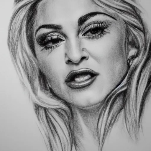 Image similar to Singer Madonna. Pencil drawing.