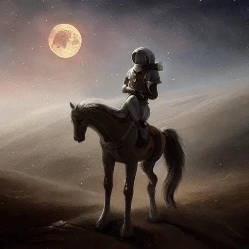 Image similar to horse on the moon by greg rutkowski