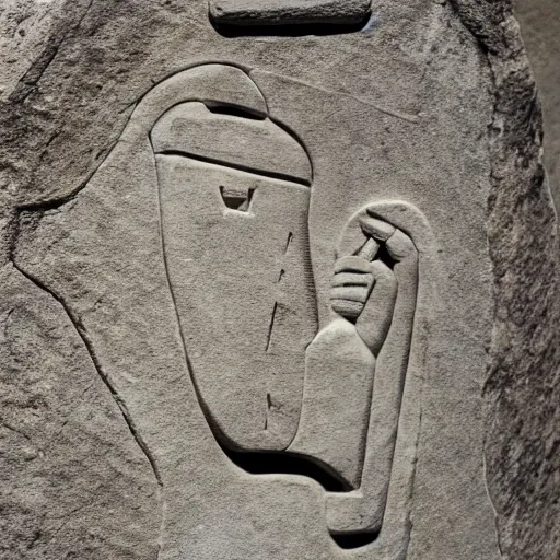 Image similar to ancient stone carving of a mobile phone