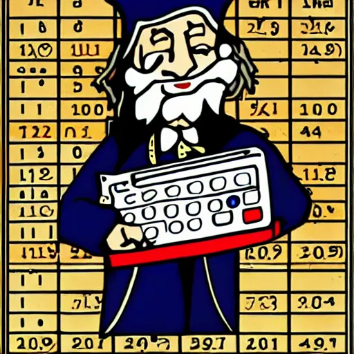 Image similar to wizard holding a calculator