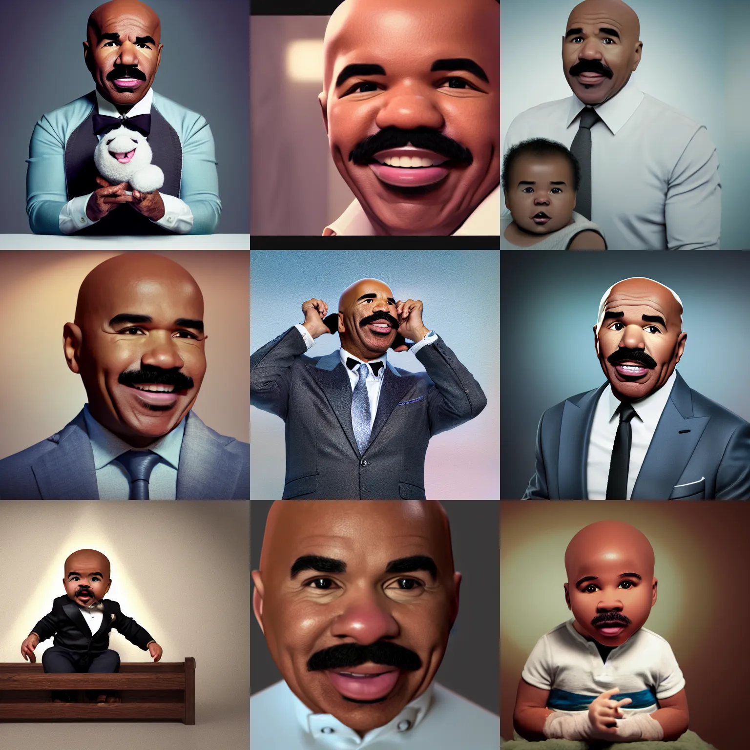 Prompt: photograph of steve harvey as a baby, cinematic, concept art, hyperrealistic, 4 k, octane render