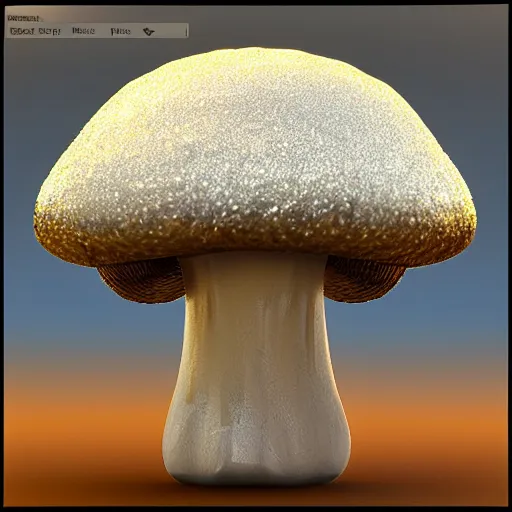 Prompt: a mushroom made of diamond crystals, sharp, Ridgid, shiny, sparkly, unreal engine