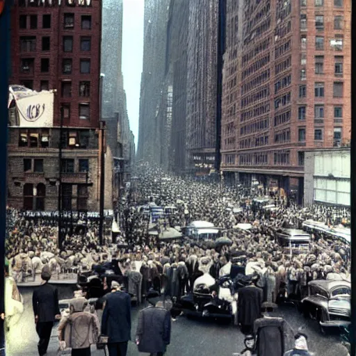 Prompt: colorized photo in nyc in 1 9 3 5