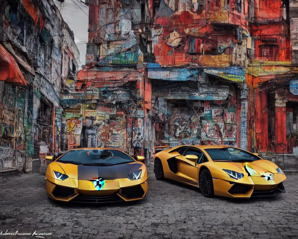 Image similar to lamborghini aventador photoshoot, cinematic, indian bazaar background, photography by alexey kurylev, beautiful, india, heavily detailed