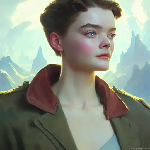 Prompt: sargent and leyendecker and greg hildebrandt, head and shoulders portrait of elle fanning, stephen bliss, unreal engine, fantasy art by greg rutkowski, loish, rhads, ferdinand knab, makoto shinkai, ilya kuvshinov, rossdraws, global illumination, radiant light, detailed and intricate environment