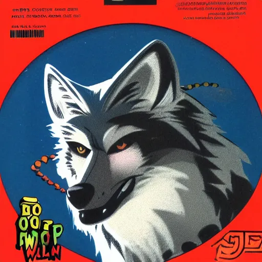 Image similar to 1 9 8 0 s video game art portrait of anthropomorphic wolf o'donnell from starfox fursona furry wolf in a dark space mercenary uniform, looking heroic, magazine scan, 8 0 s game box art, dark grey wolf o'donnell