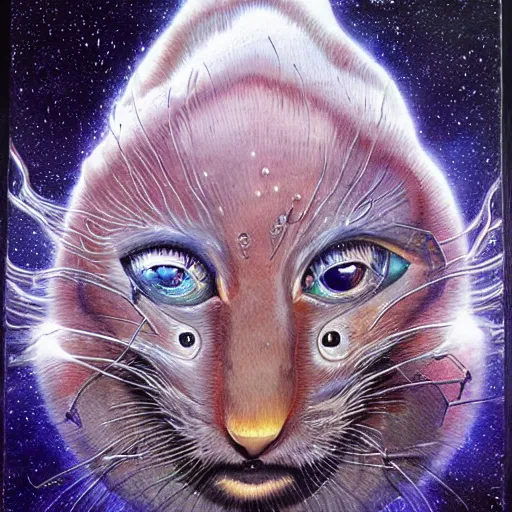 Prompt: a galaxy cat, art by James Jean, Wayne Barlowe, Laure Lipton
