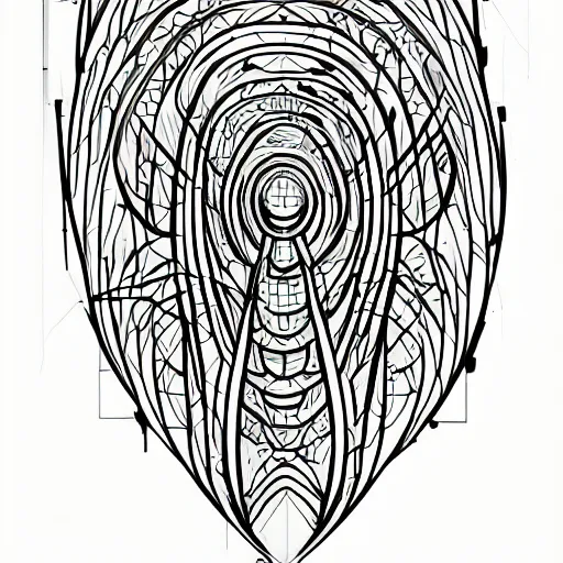 Image similar to Masterpiece neural network tattoo design, line art