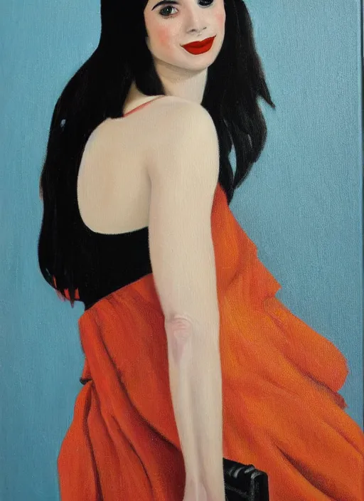 Image similar to oil painting portrait of emma roberts krysten ritter, by agnes lawrence pelton