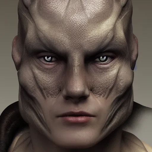 Image similar to human - dragon hybrid, close up face, 8 k, hyperrealistic, trending on artstation