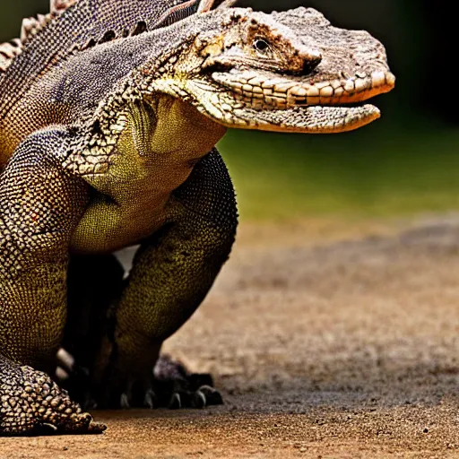 Image similar to a Komodo-Dragon with the armor of a pangolin, national geographic photograph