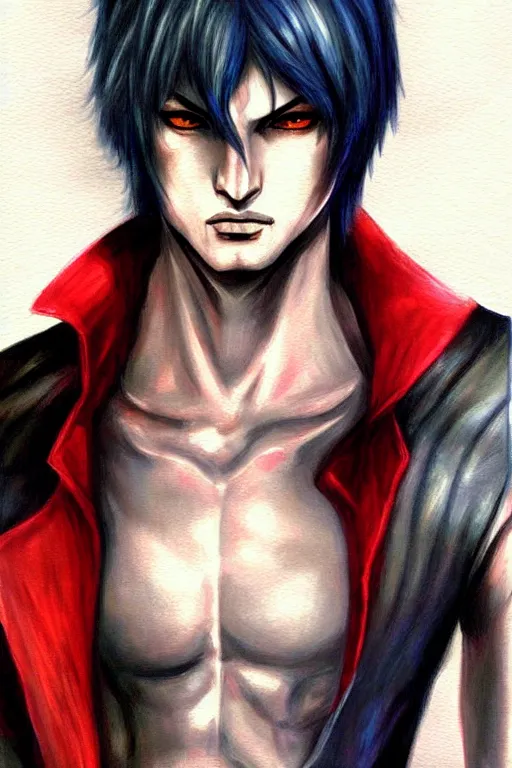 dante from devil may cry 3 portrait dnd, painting by