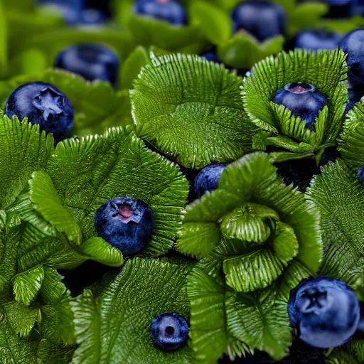 Prompt: artistic render of closeup of a detailed blueberry bush in a nordic forest. Digital art. 4K. Unreal engine. Trending on artstation.