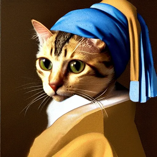 Image similar to cat on keyboard tragedy in the style of johannas vermeer