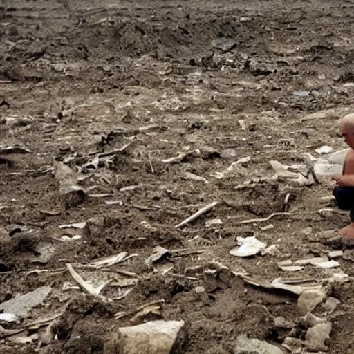 Image similar to the last human contemplates a ruined earth
