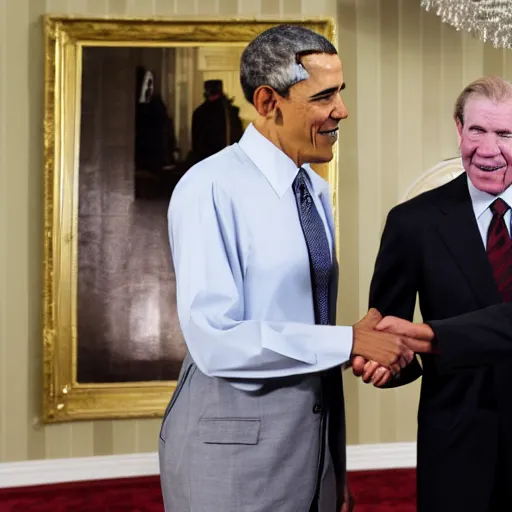 Image similar to obama shaking hands with saddam, getty images, 4 k