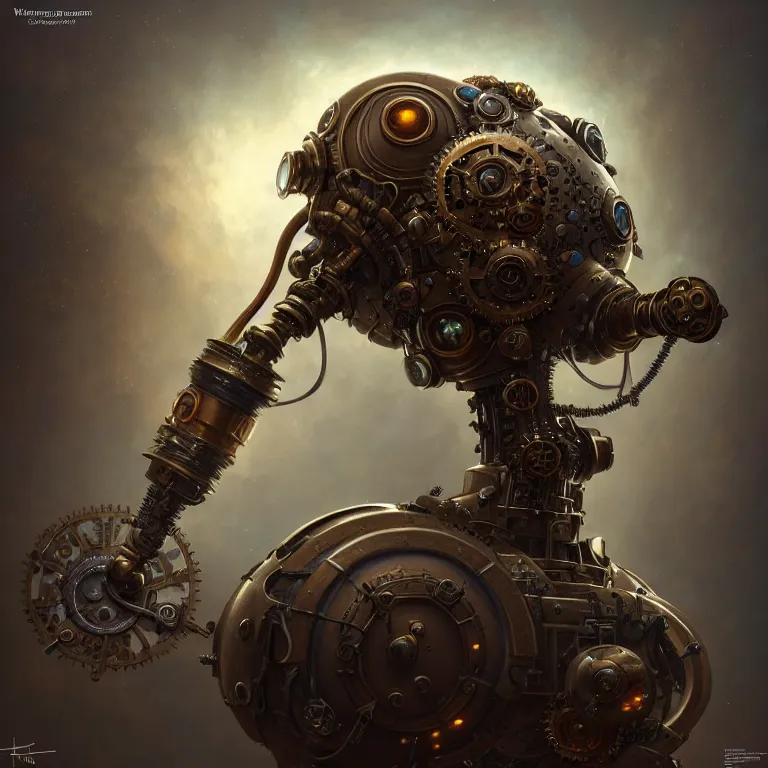 Image similar to steampunk robot blizzard, 3 d model, unreal engine realistic render, 8 k, micro detail, intricate, elegant, highly detailed, centered, digital painting, artstation, smooth, sharp focus, illustration, artgerm, tomasz alen kopera, wlop