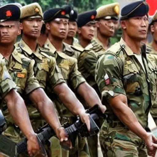 Image similar to dwayne johnson as indonesia army